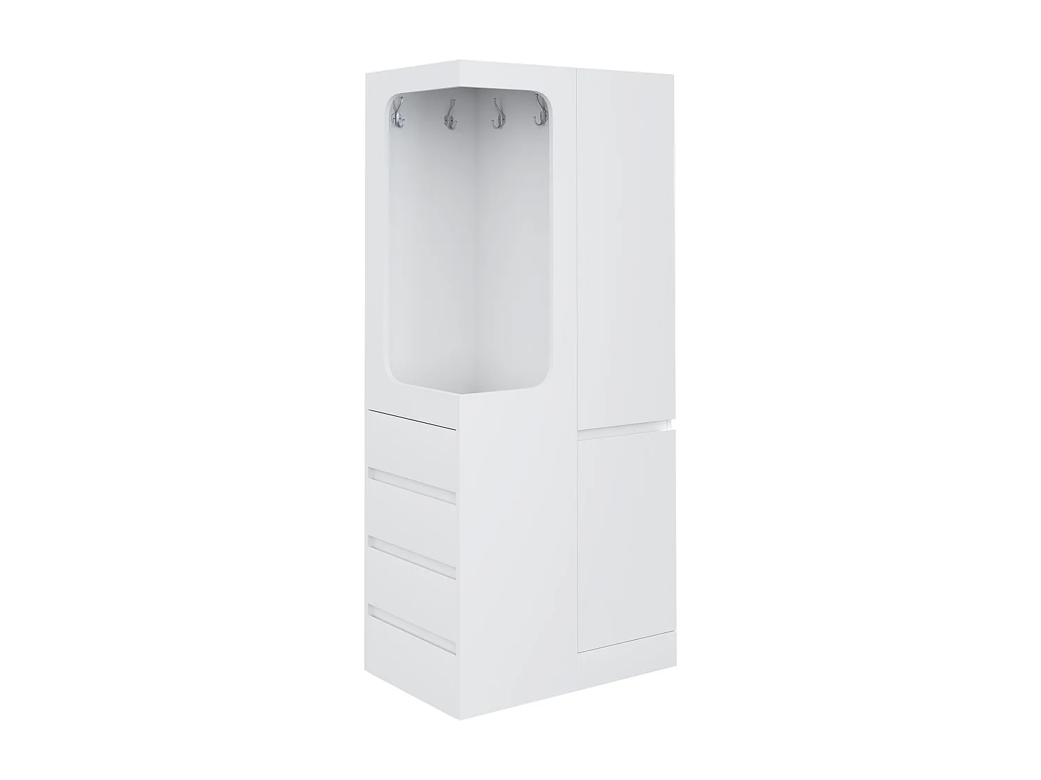 Armoire avec 4 tiroirs et 2 portes - Bois en pin et MDF - Blanc