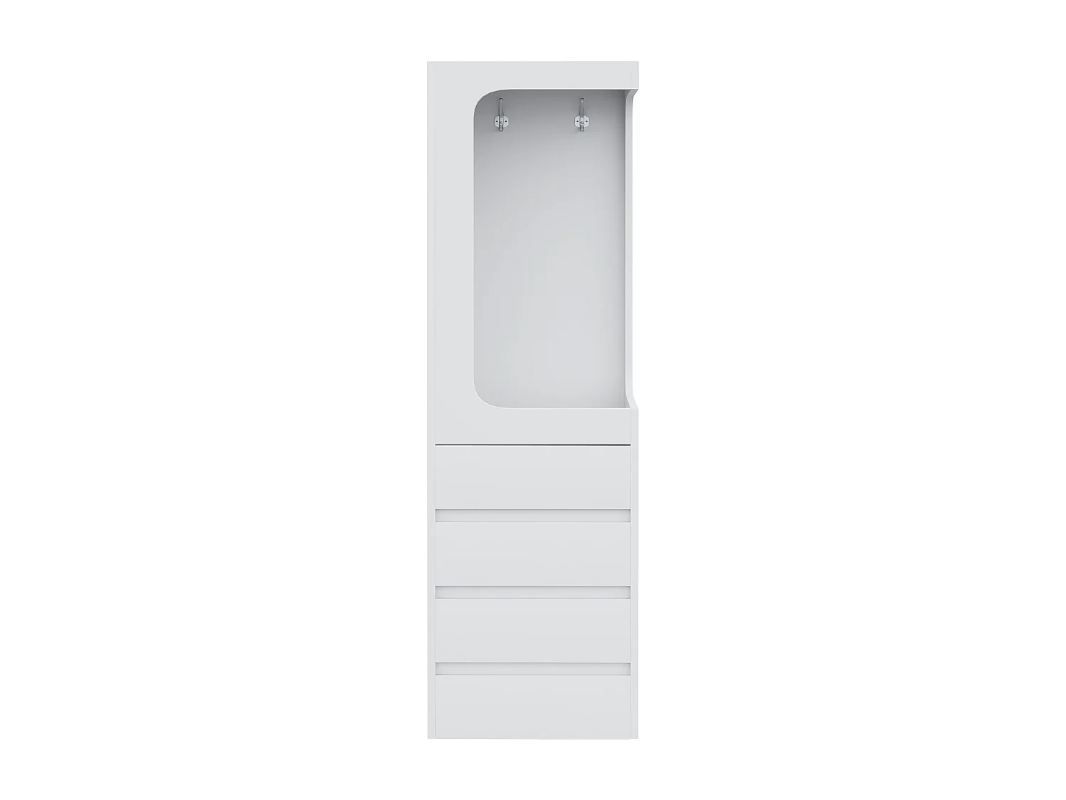 Armoire avec 4 tiroirs et 2 portes - Bois en pin et MDF - Blanc