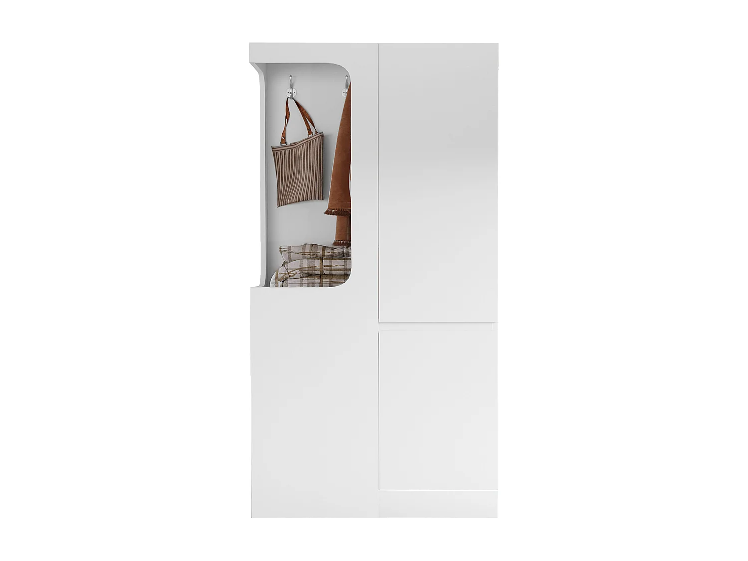 Armoire avec 4 tiroirs et 2 portes - Bois en pin et MDF - Blanc