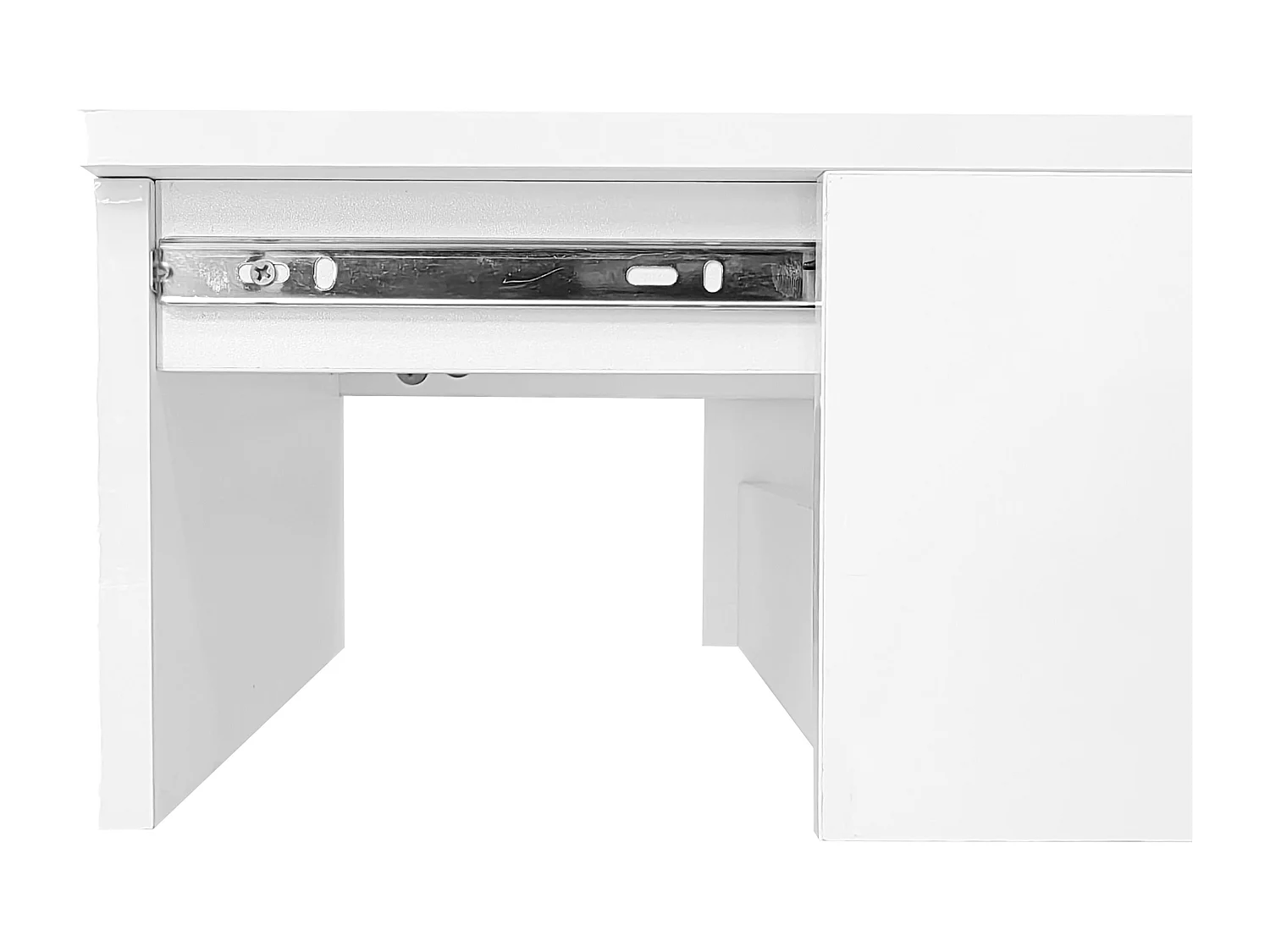 Table basse relevable à finition brillante avec LED et rangement - Blanc