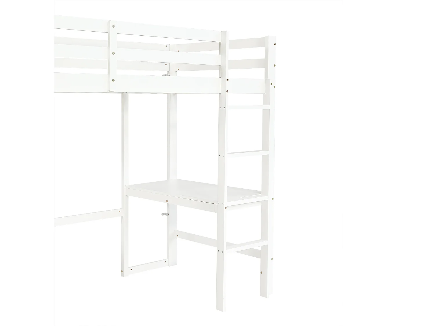 Lit mezzanine enfant 90 x 200 cm avec bureau et 3 tiroirs - Bois en pin et MDF - Blanc