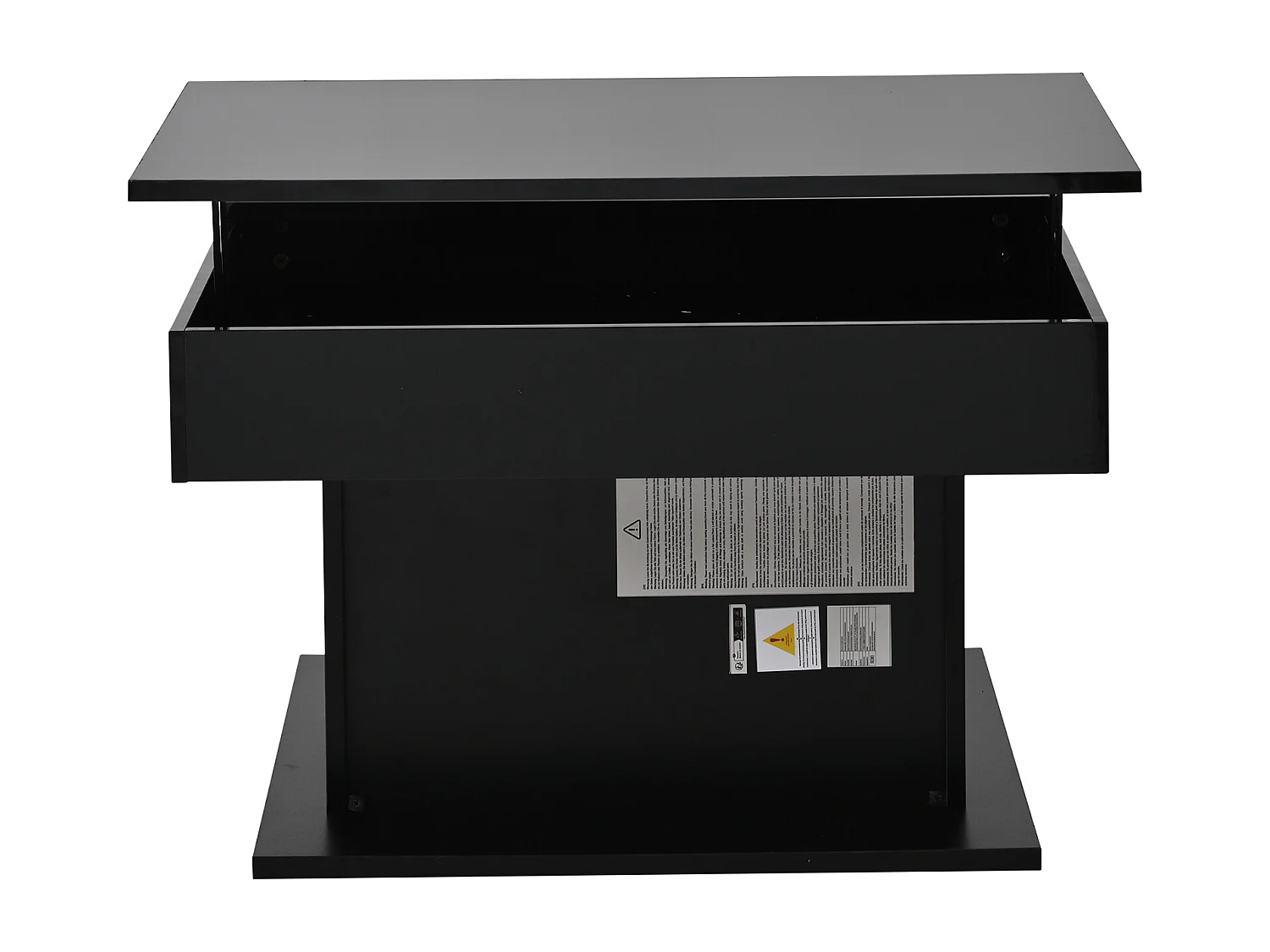 Table basse relevable laquée brillante avec tiroir - Plateau pivotant - Bois PB noir