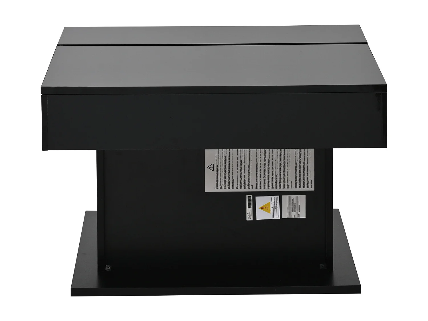 Table basse relevable laquée brillante avec tiroir - Plateau pivotant - Bois PB noir