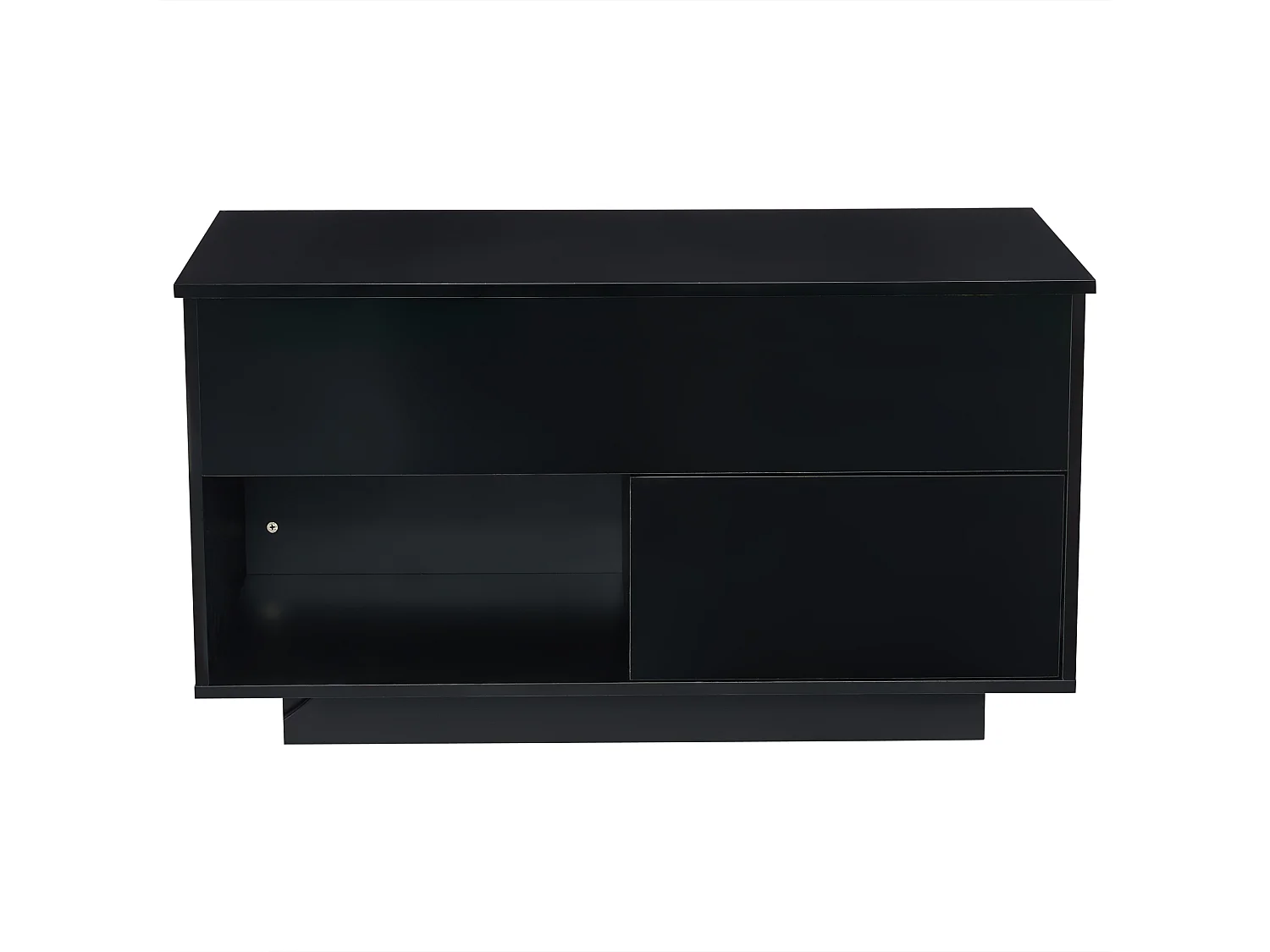 Table basse relevable laquée brillante avec LED et tiroir - Noir