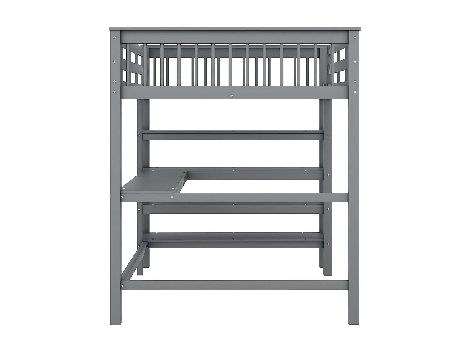 Lit mezzanine enfant 140 x 200 cm avec rangement et bureau - Bois en pin et MDF - Gris( sans matelas )