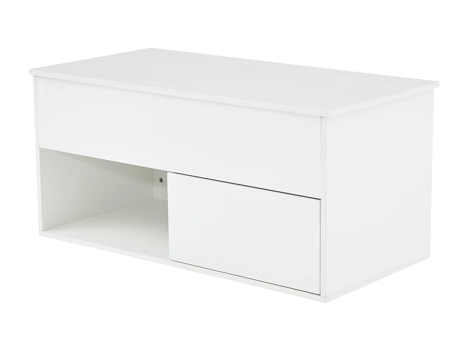 Table basse relevable laquée brillante avec LED et tiroir - Blanc