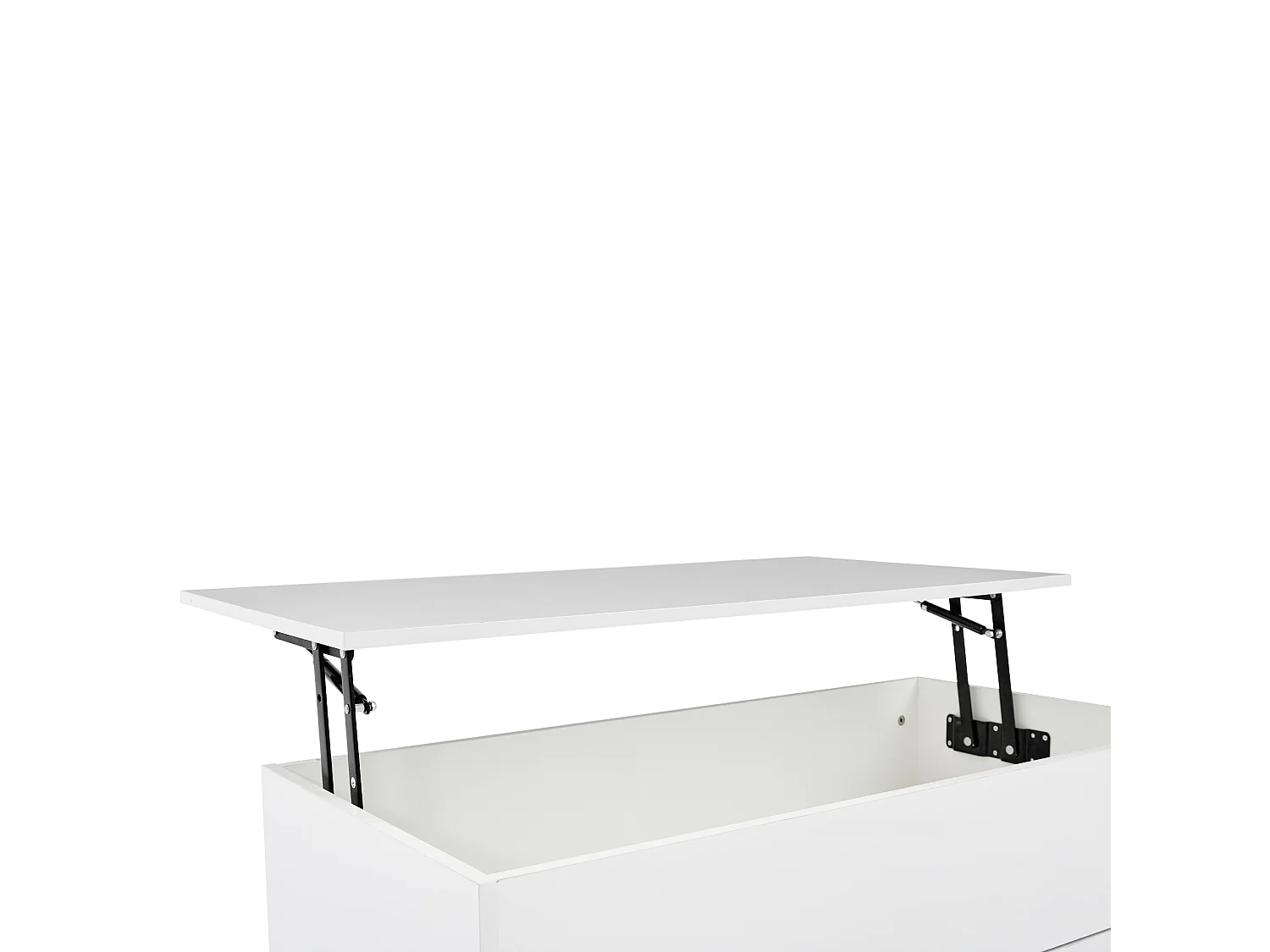 Table basse relevable laquée brillante avec LED et tiroir - Blanc