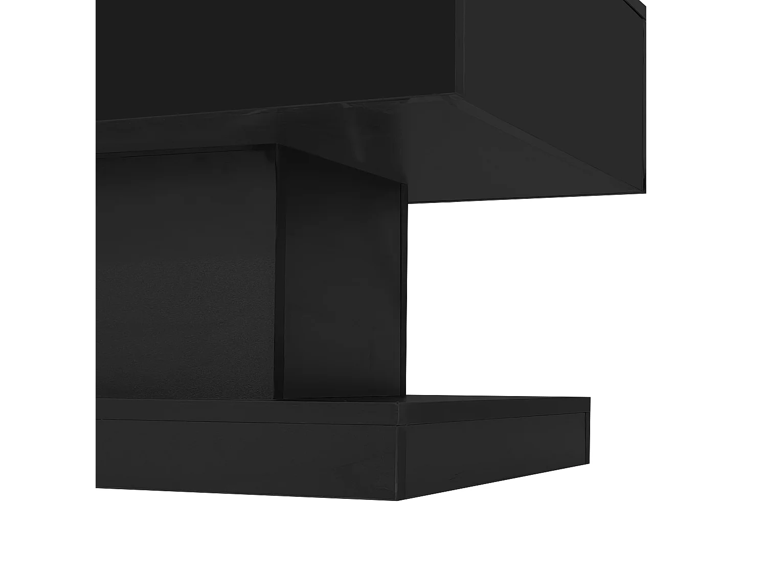Mesa de centro elevable con acabado brillante, iluminación LED y espacio de almacenamiento - Negro