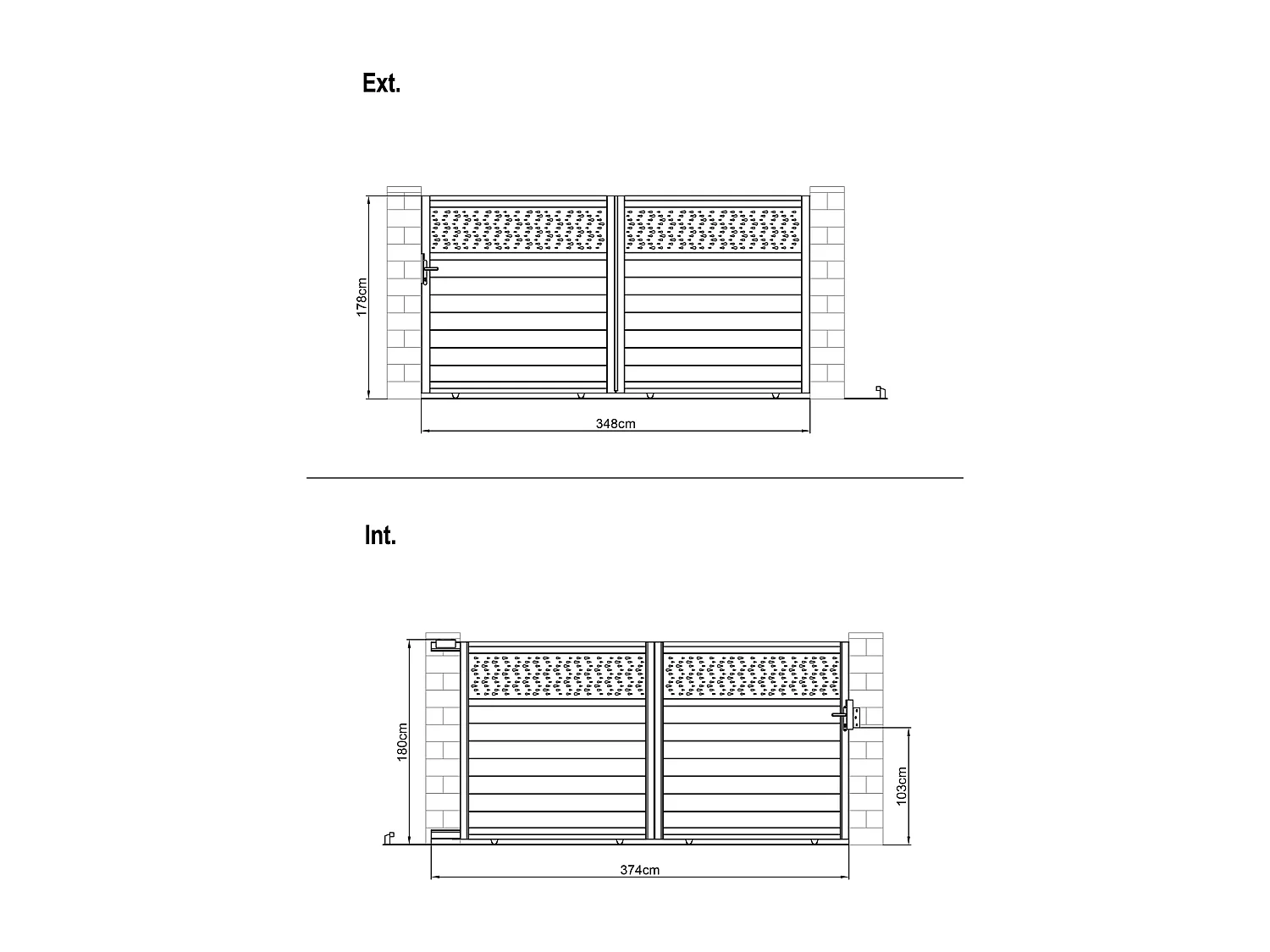 Portail électrique coulissant aluminium semi plein à motifs L374 x H180 cm - anthracite - BAZIO