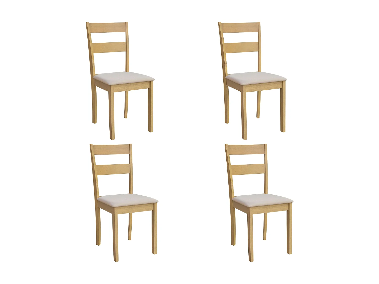 Pack cocina Lita roble y madera claro (4 sillas melamina tapizado beige)