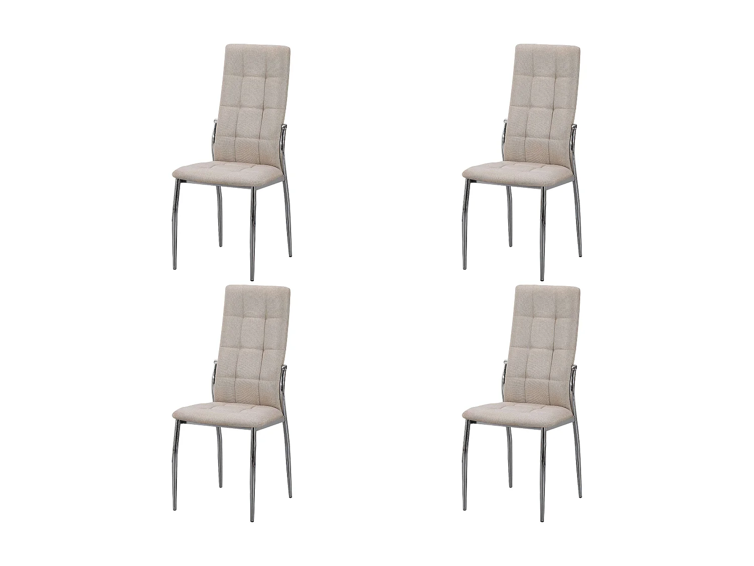 Pack 4 sillas comedor Laci beige metal cromado en tela 102x46x52 cm