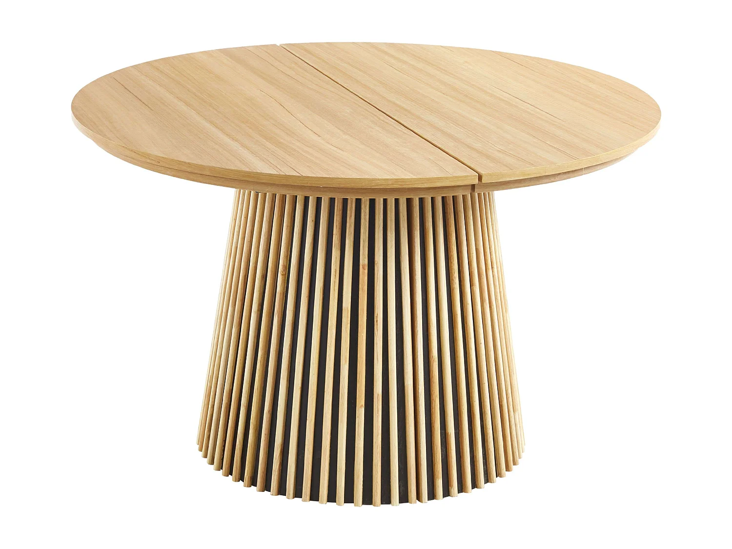 Mesa de jantar redonda extensível, carvalho claro, 75x120/160/200x120 cm