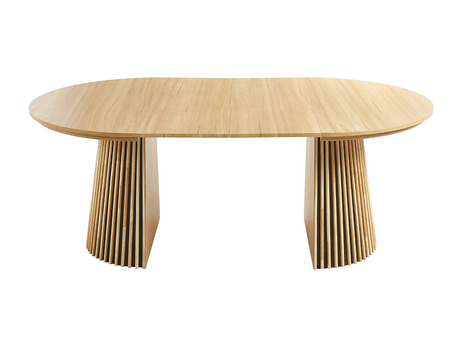 Mesa de jantar redonda extensível, carvalho claro, 75x120/160/200x120 cm