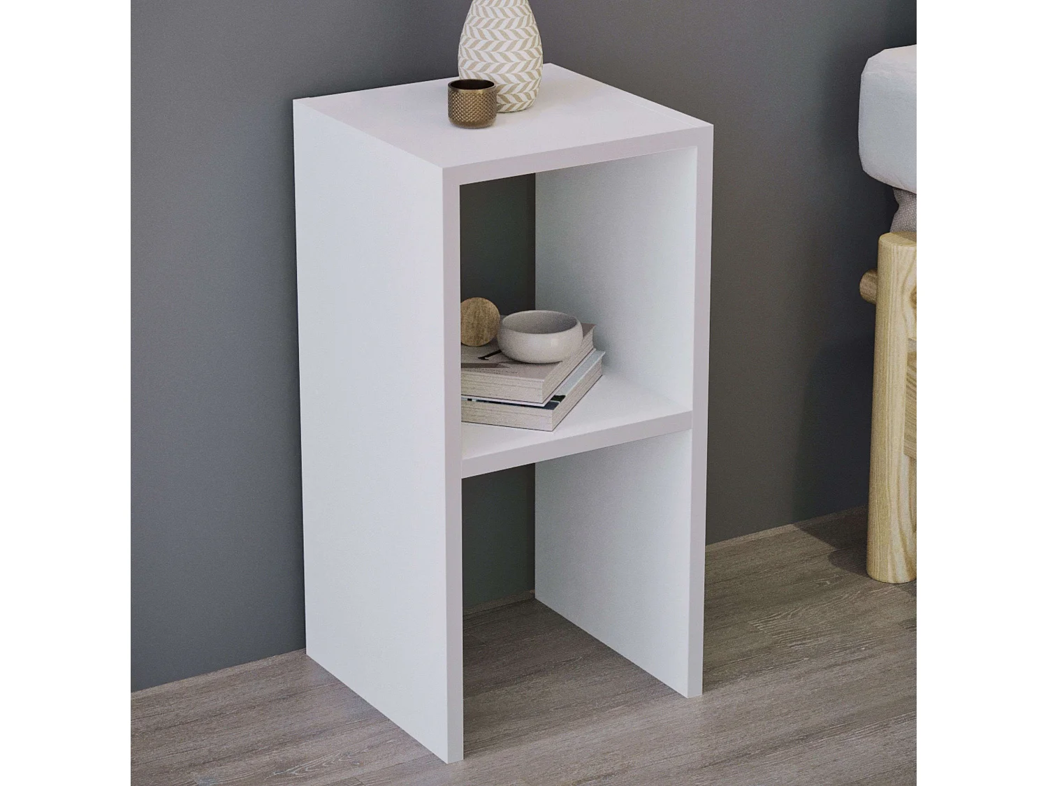 Mesita auxiliar Fesa salón o dormitorio 1 estante blanco 60x30x30 cm