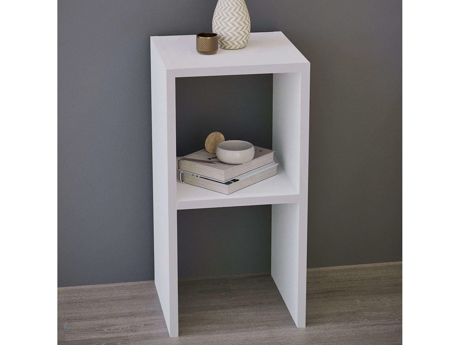 Mesita auxiliar Fesa salón o dormitorio 1 estante blanco 60x30x30 cm