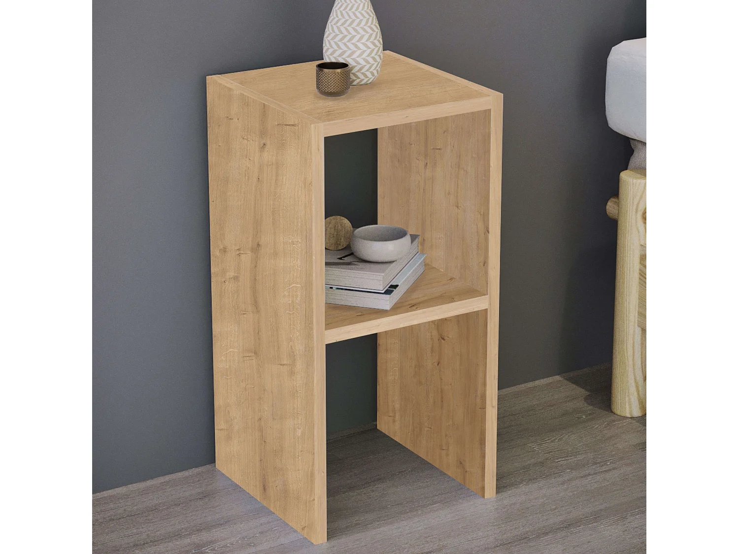 Mesita auxiliar Fesa salón o dormitorio 1 estante madera claro 60x30x30 cm