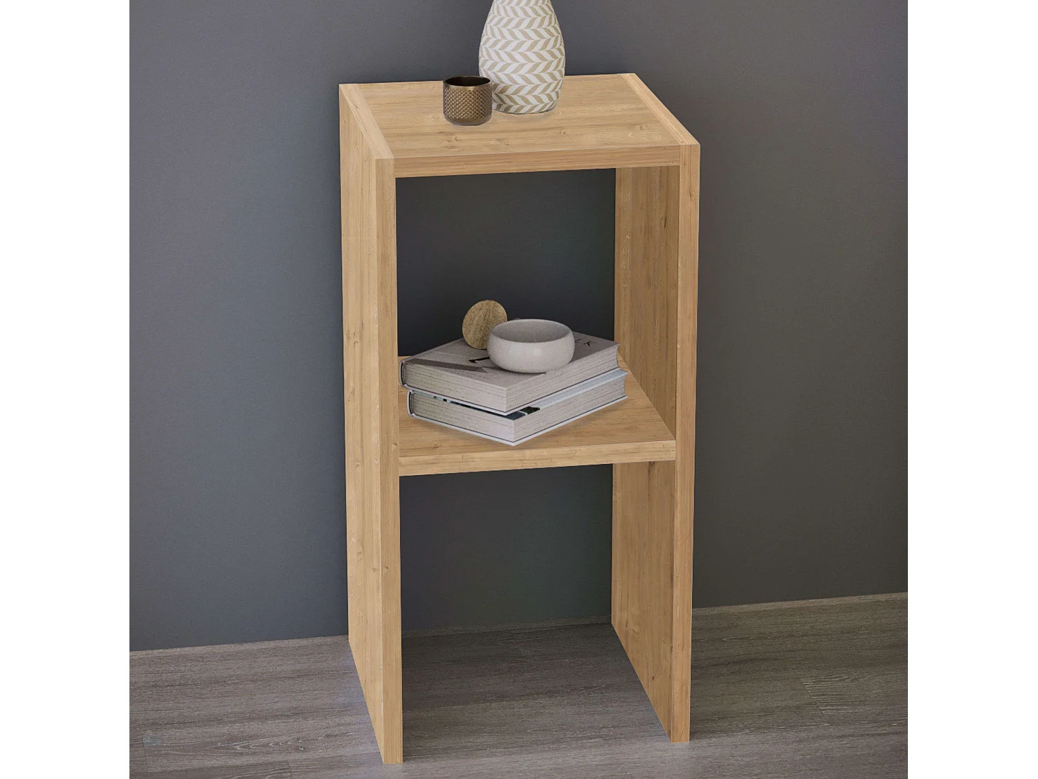 Mesita auxiliar Fesa salón o dormitorio 1 estante madera claro 60x30x30 cm