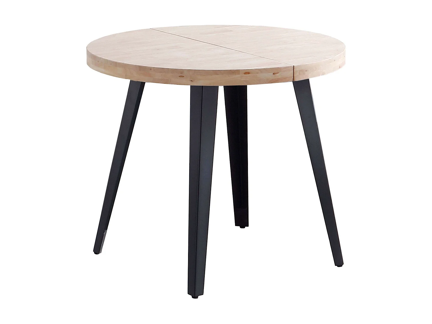 Mesa de jantar extensível Berg, preta e madeira clara, 80/120/160 x 80 x 76 cm