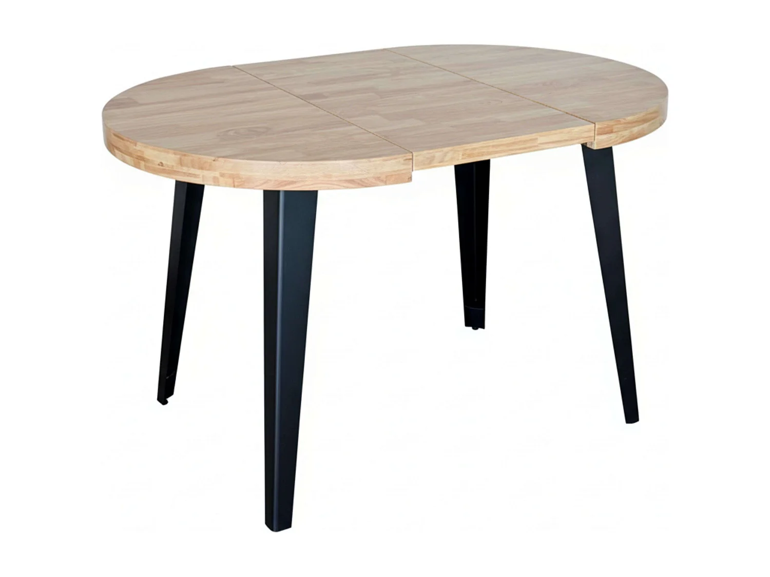 Mesa de jantar extensível Berg, preta e madeira clara, 80/120/160 x 80 x 76 cm