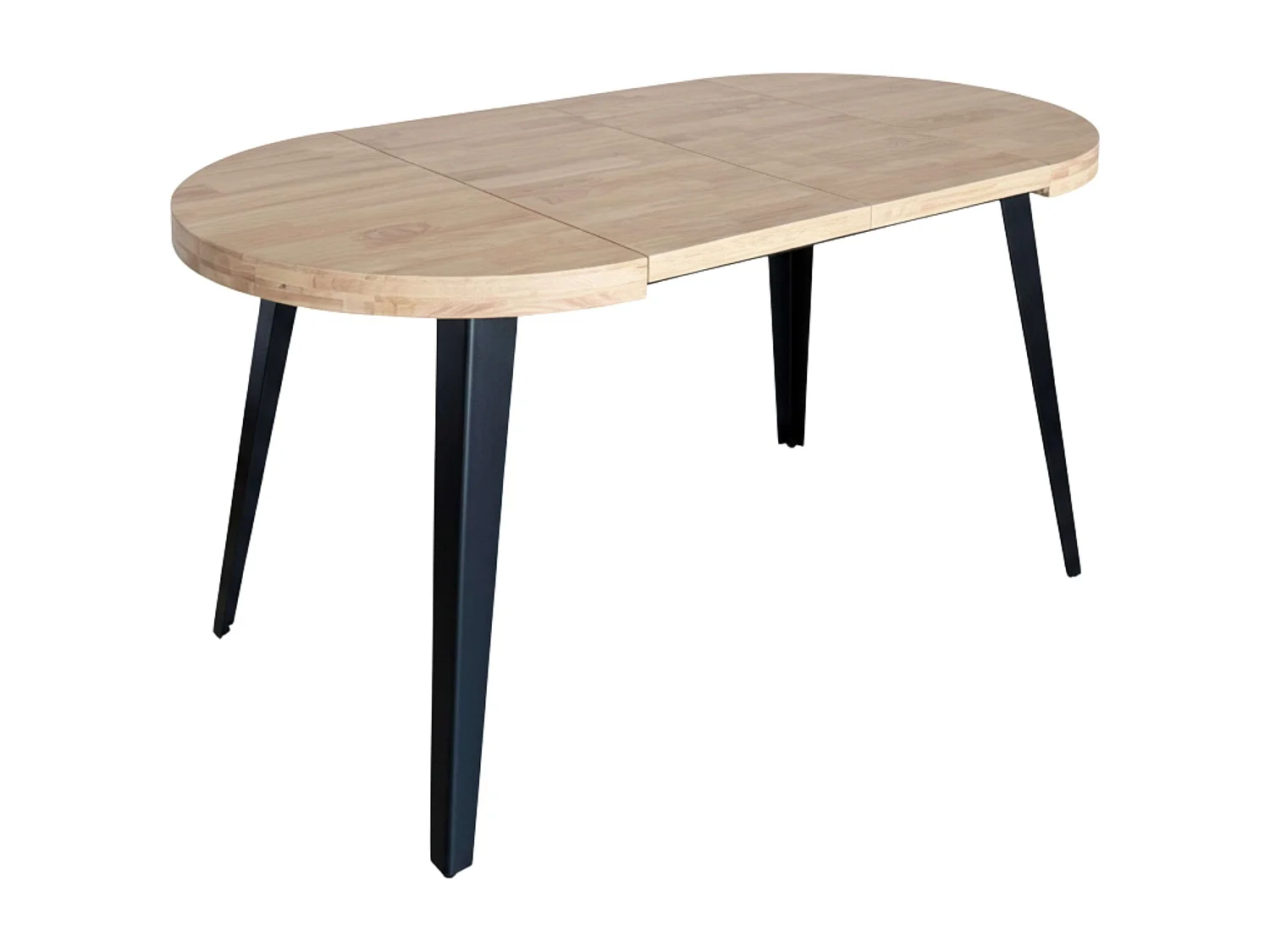 Mesa de jantar extensível Berg, preta e madeira clara, 80/120/160 x 80 x 76 cm