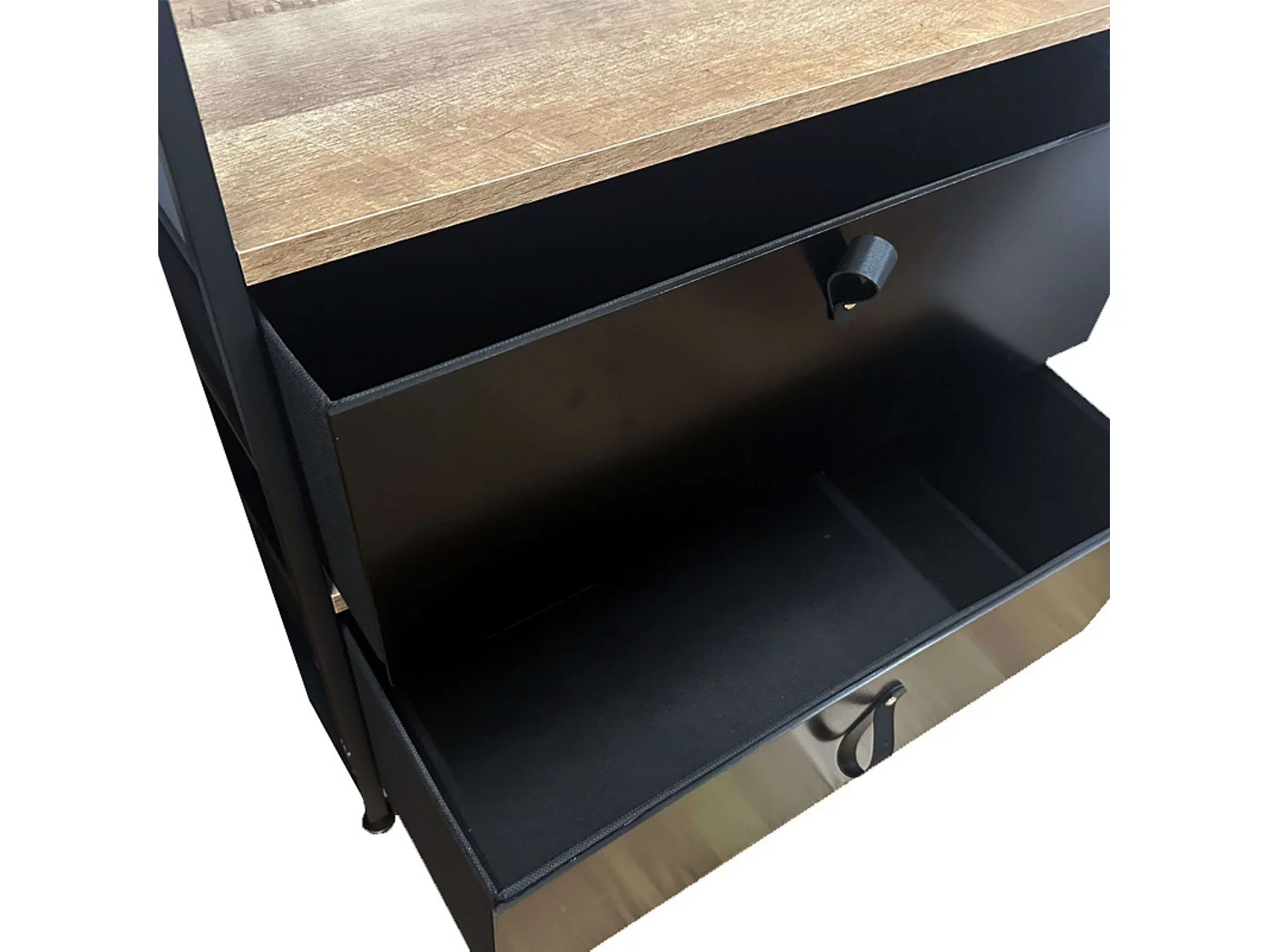 Vestidor abierto 2 cajones roble cambrian/negro 60x175 cm dormitorio