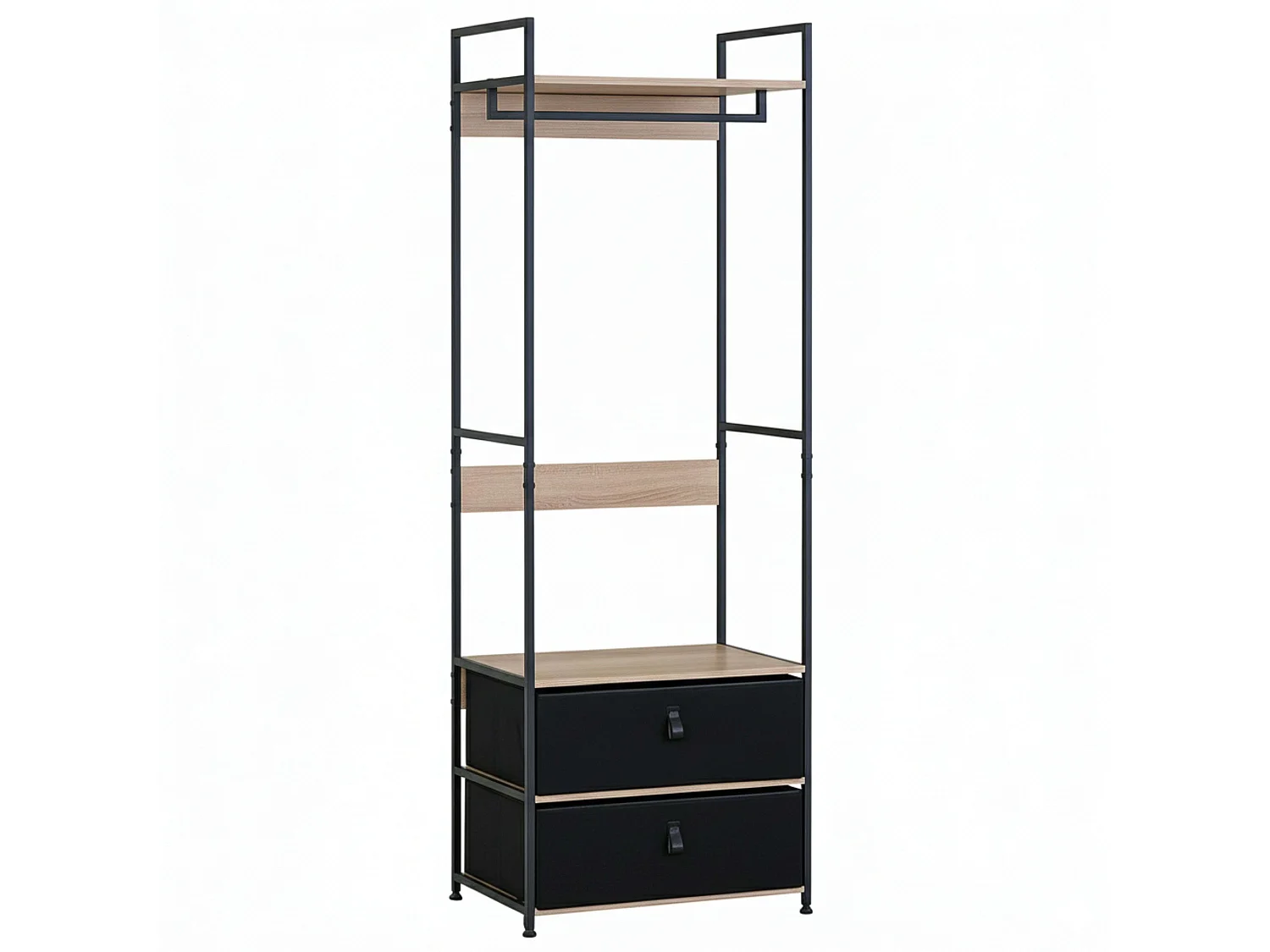Vestidor abierto 2 cajones roble cambrian/negro 60x175 cm dormitorio