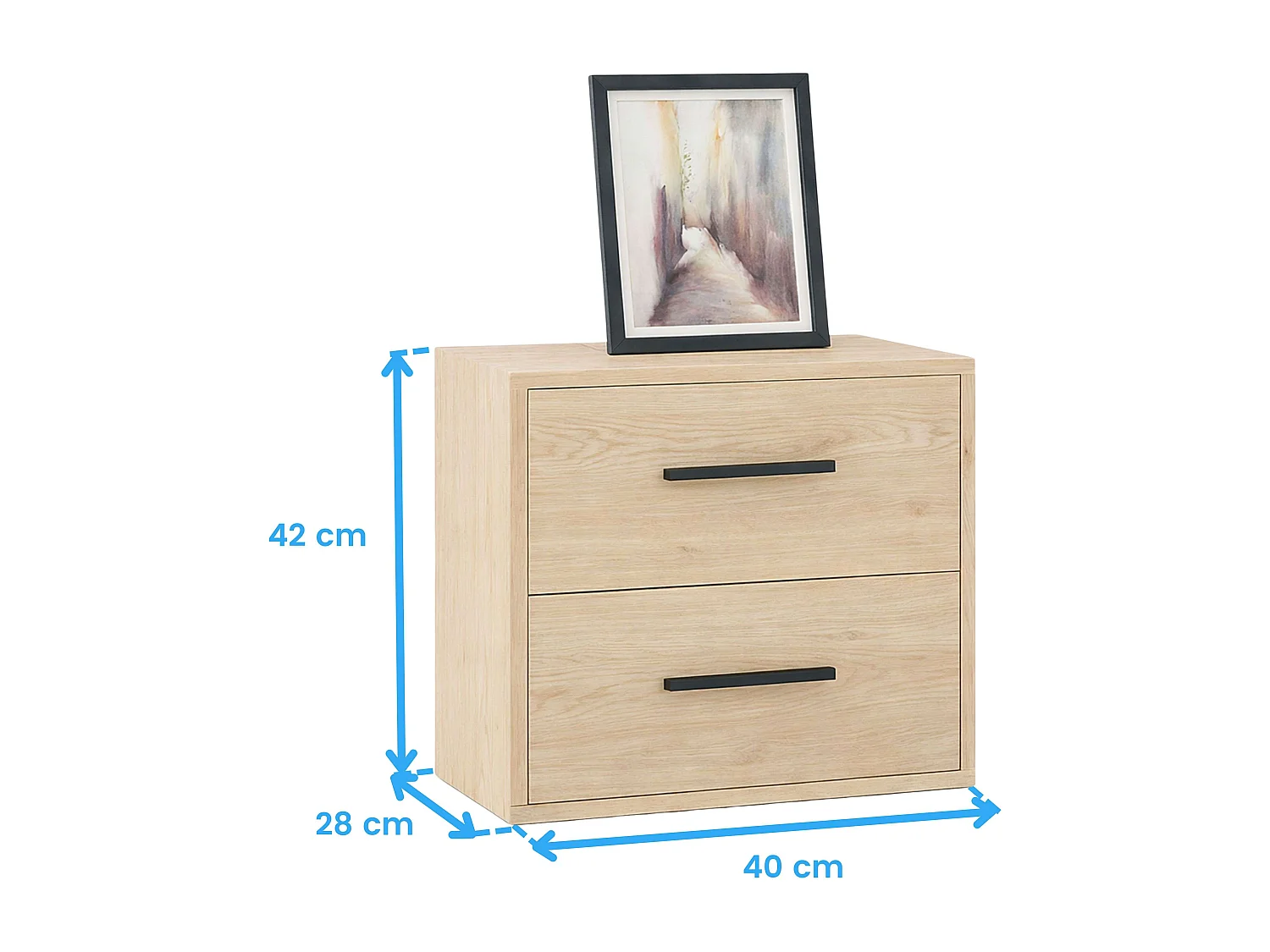 Mesita de noche Rosi 2 cajones melamina color roble artisan 42x40x28 cm