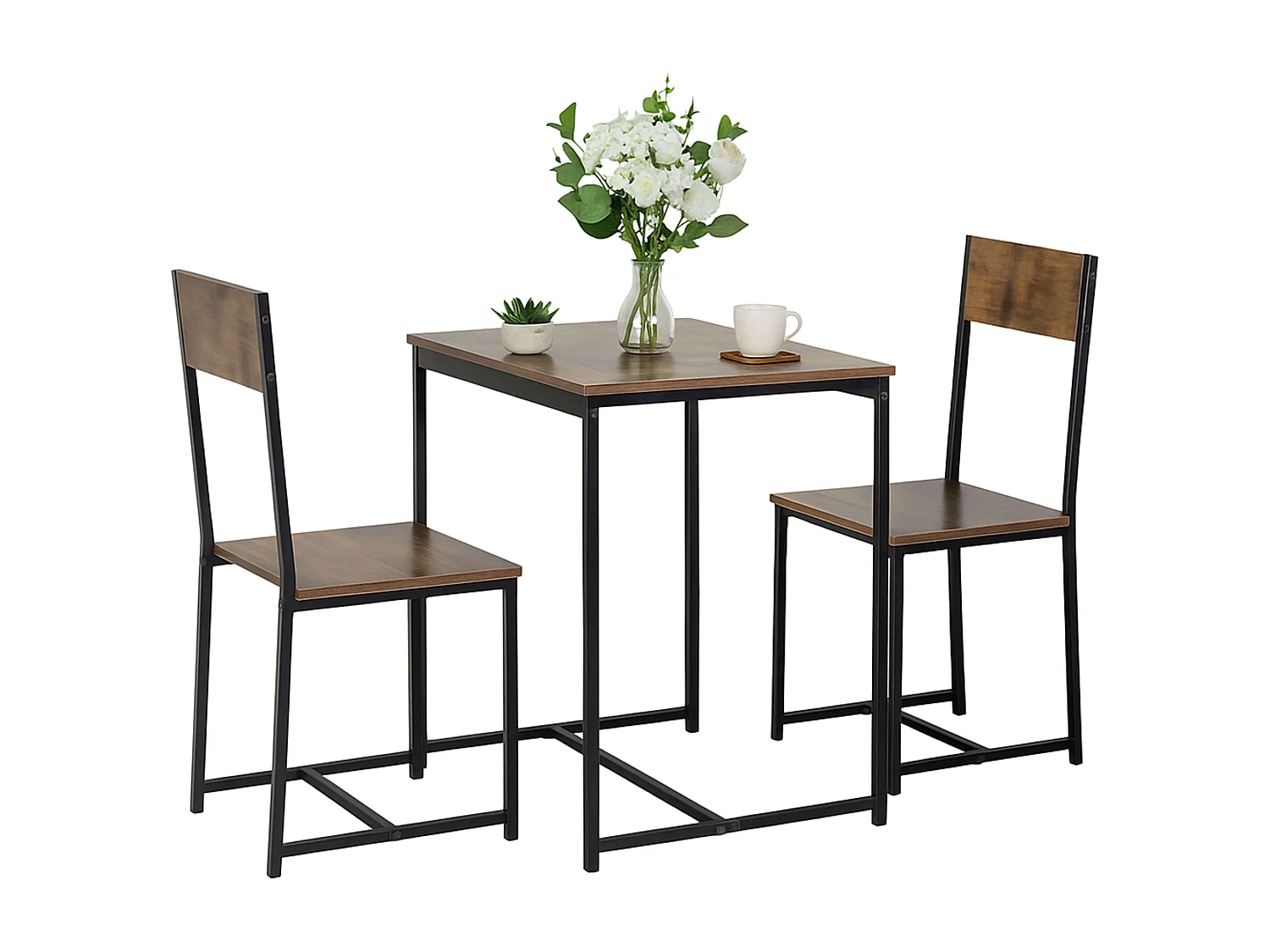 Mesa cocina 80x77x50 cm + 2 sillas roble cambrian/negro