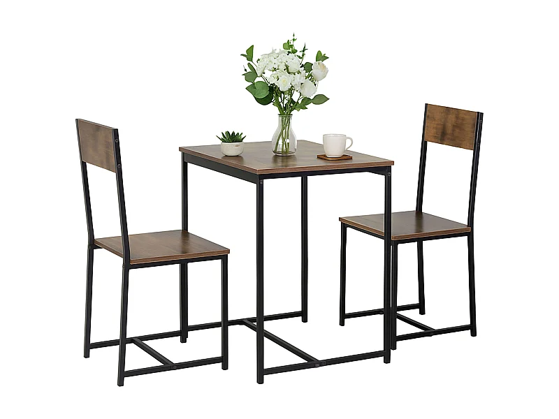 Mesa cocina 80x77x50 cm + 2 sillas roble cambrian/negro