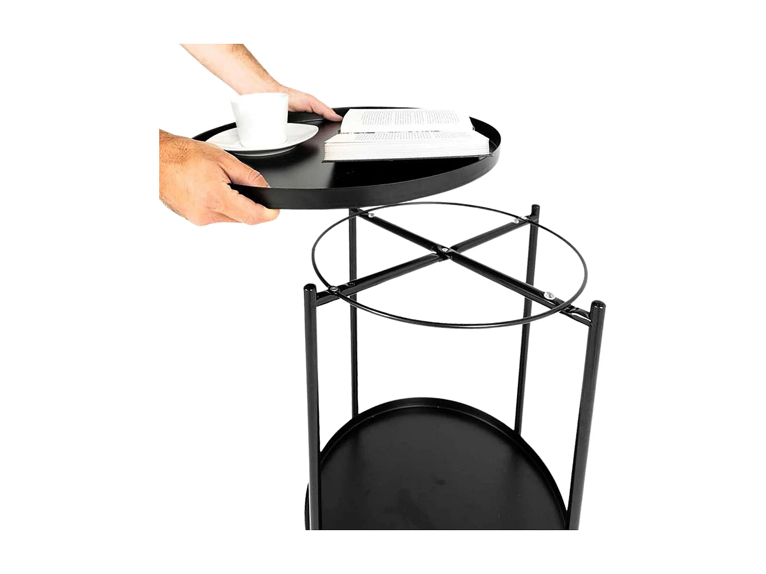 Mesa auxiliar metal salón color natural 42x52x42 cm