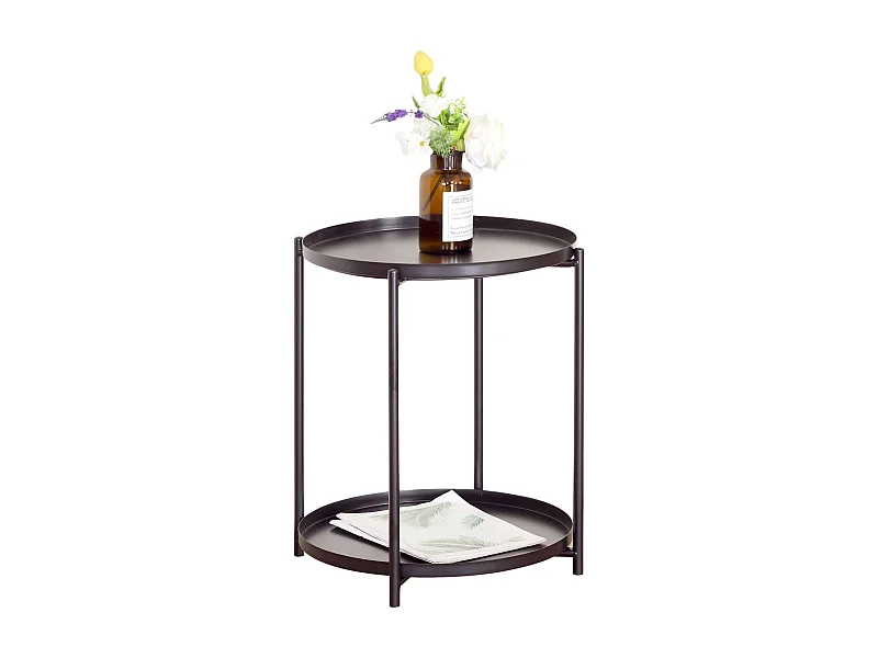 Mesa auxiliar metal salón color natural 42x52x42 cm