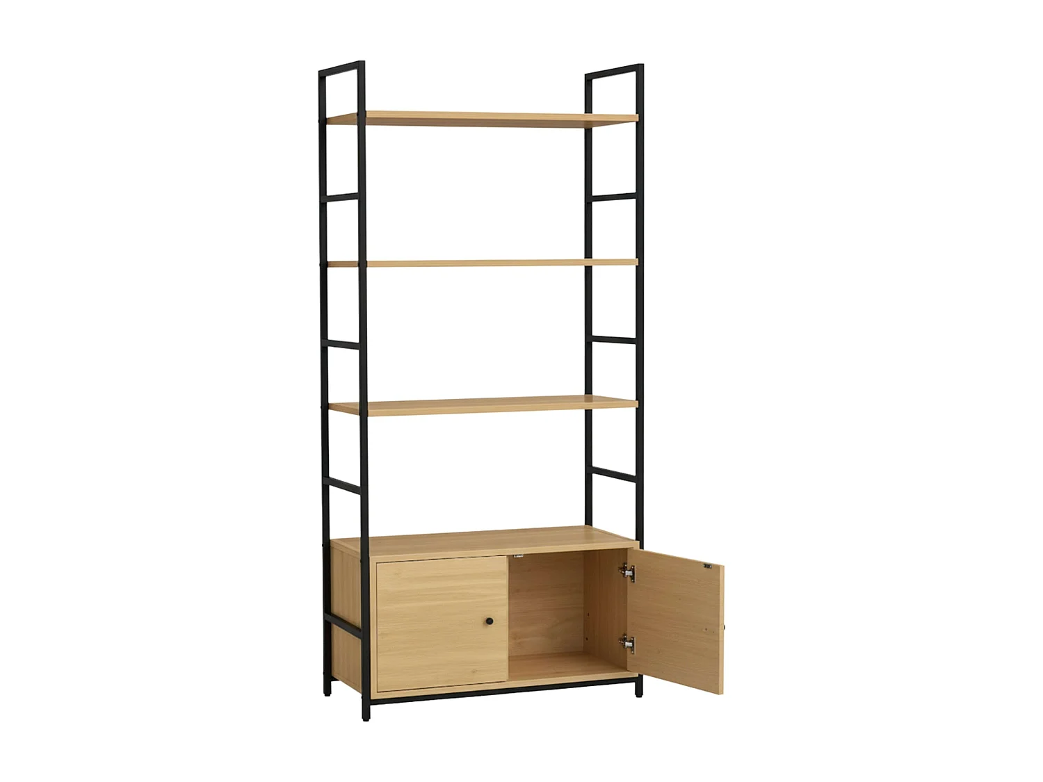 Estante com 4 prateleiras e 2 portas, carvalho preto cambriano, 59x144x24 cm