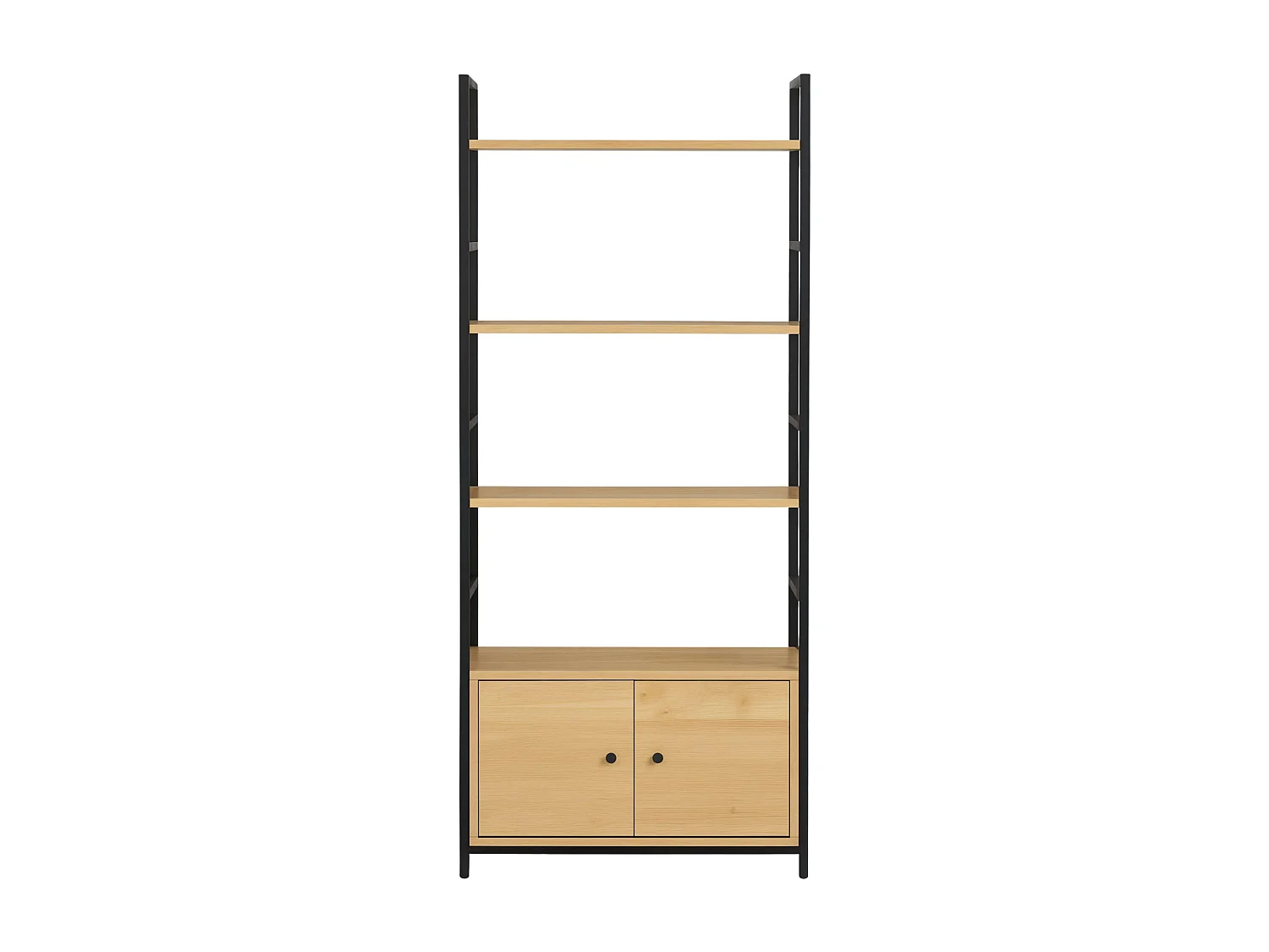 Estante com 4 prateleiras e 2 portas, carvalho preto cambriano, 59x144x24 cm