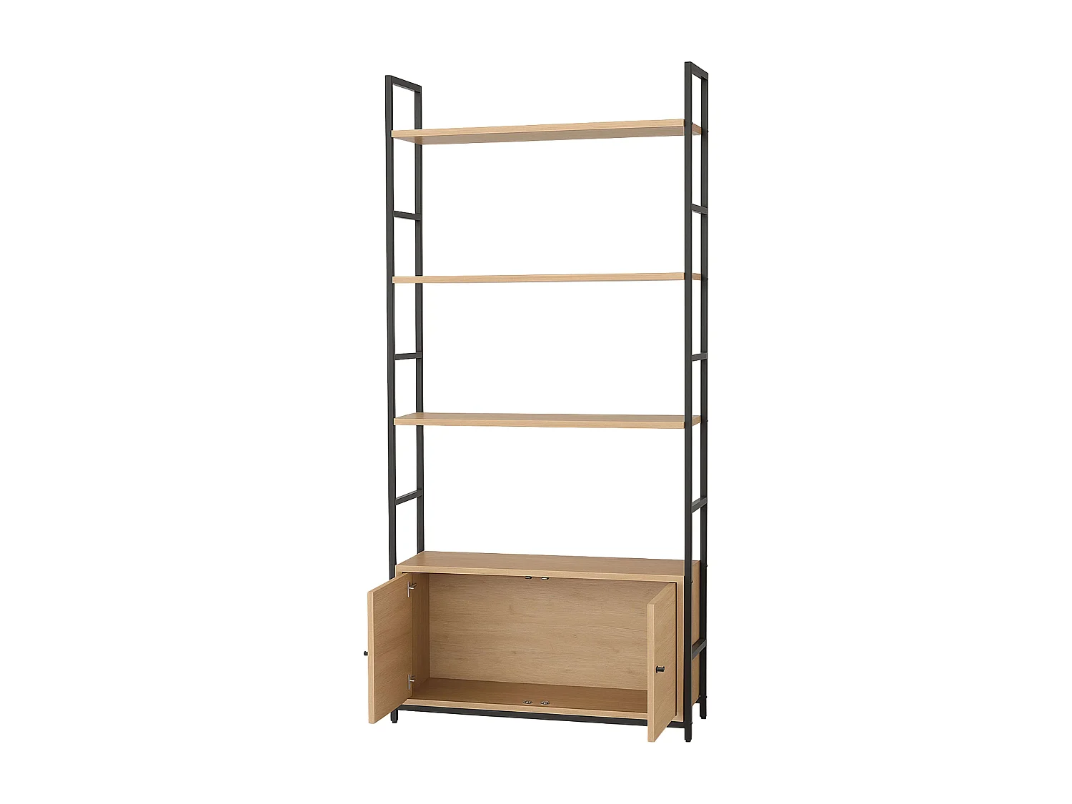 Estante com 4 prateleiras e 2 portas, carvalho preto cambriano, 59x144x24 cm