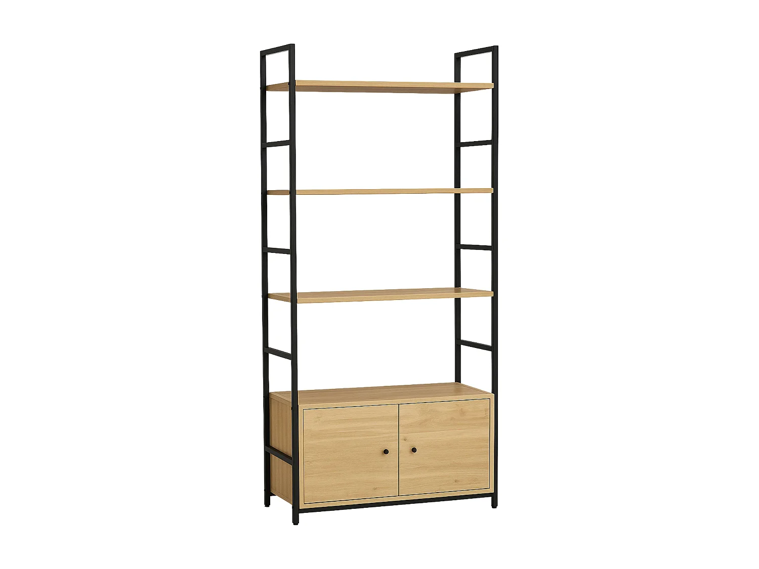Estante com 4 prateleiras e 2 portas, carvalho preto cambriano, 59x144x24 cm