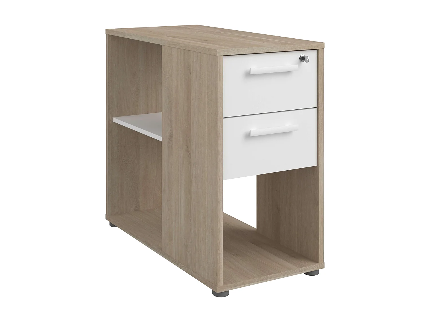 Gaveteiro de mesa Veltis com rodízios, 2 gavetas (1 com fechadura)