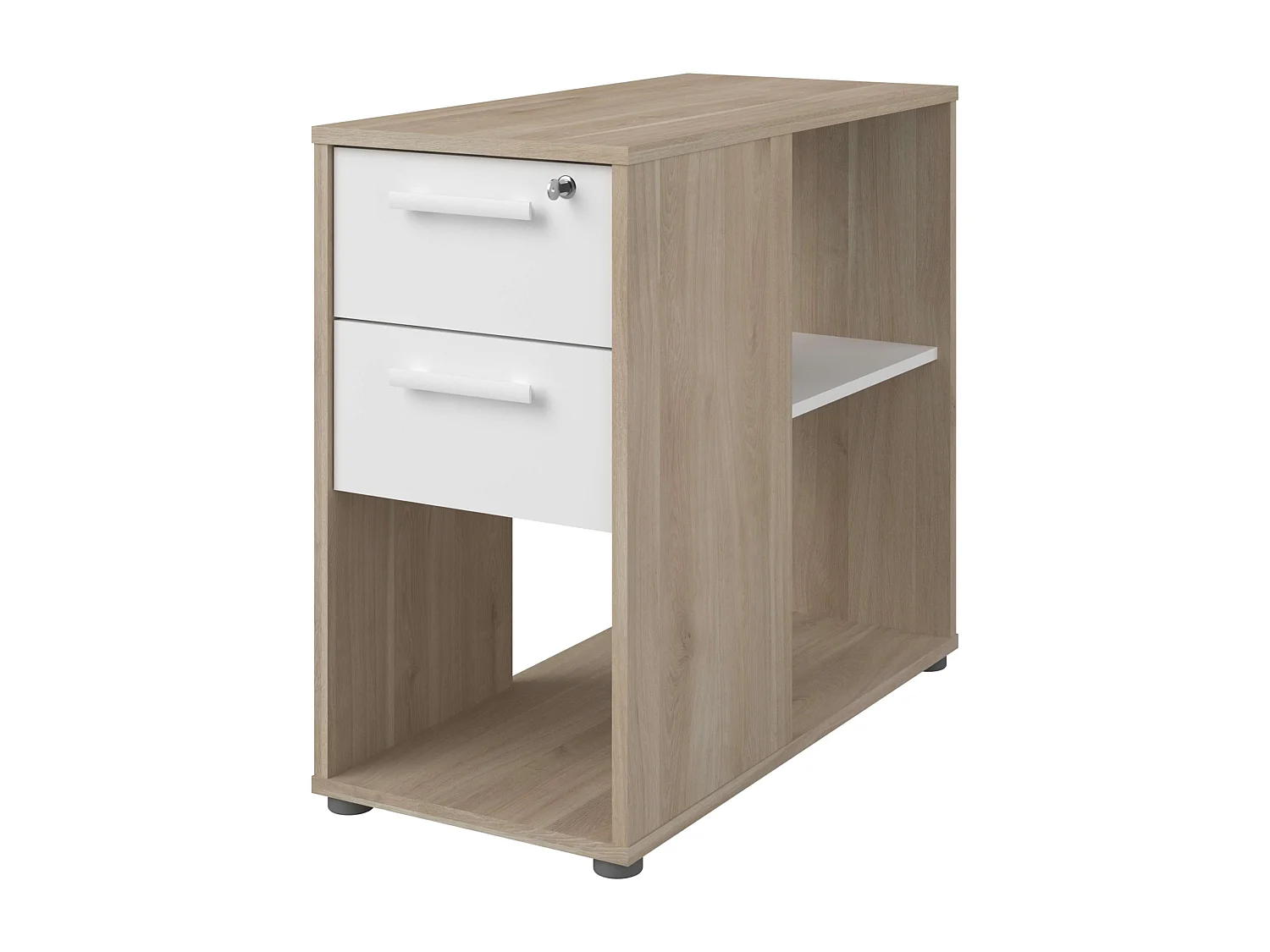 Gaveteiro de mesa Veltis com rodízios, 2 gavetas (1 com fechadura)