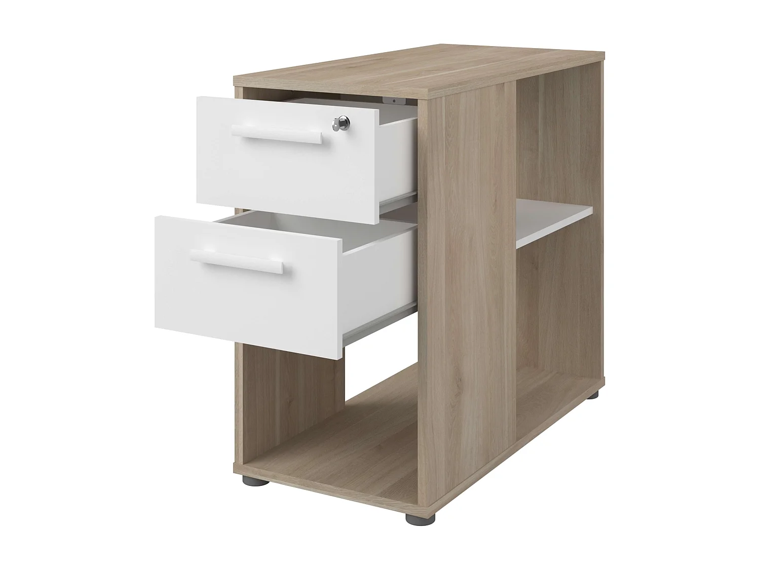 Gaveteiro de mesa Veltis com rodízios, 2 gavetas (1 com fechadura)
