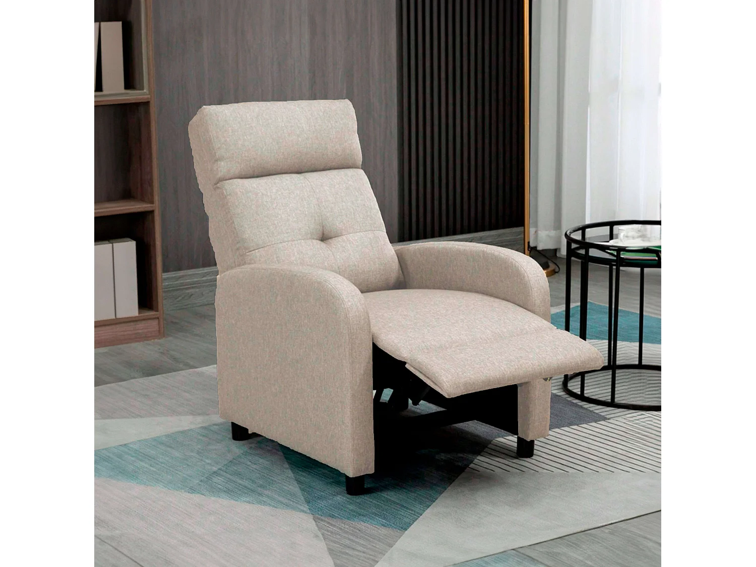 Sillón relax reclinable manual Denmark beige 67x98x87 cm muelles ensacados