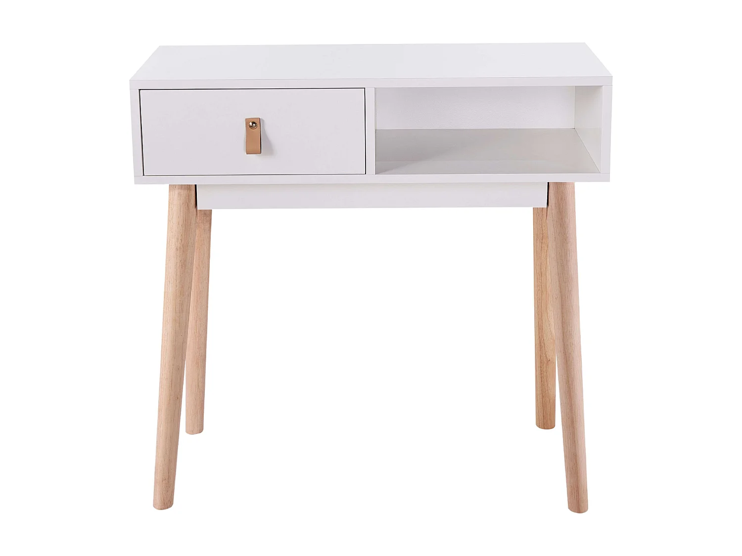 Recibidor Anzio entrada 1 cajón y 1 hueco blanco y madera claro 60x80x30 cm