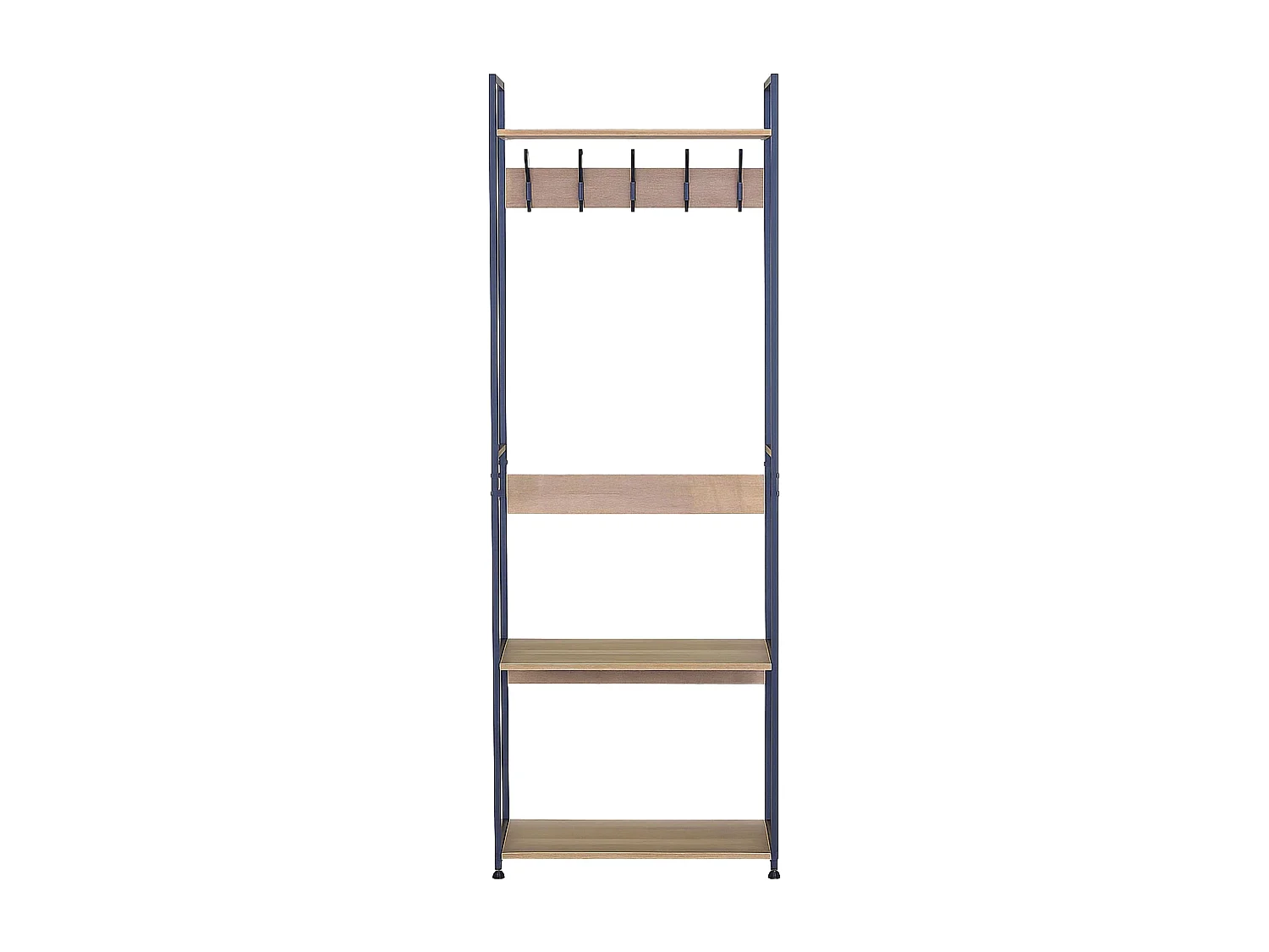 Perchero entrada 5 colgadores 3 estantes roble cambrian/negro 60x175x40 cm