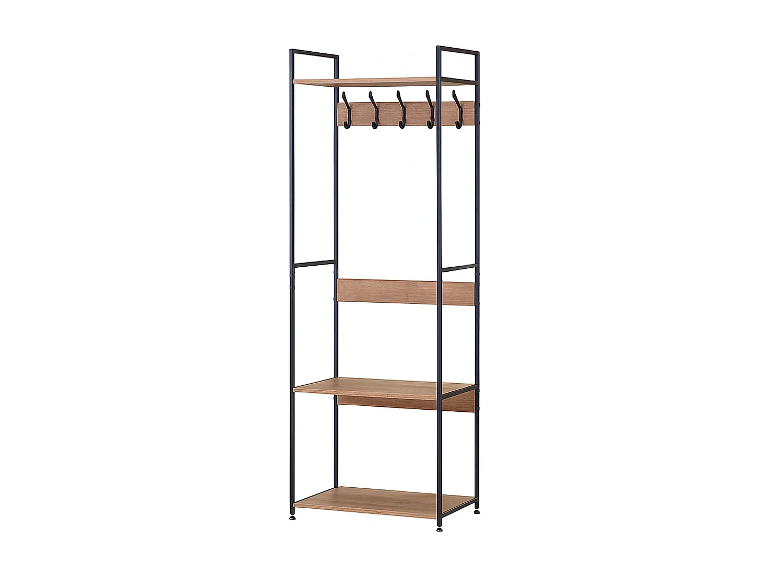 Perchero entrada 5 colgadores 3 estantes roble cambrian/negro 60x175x40 cm