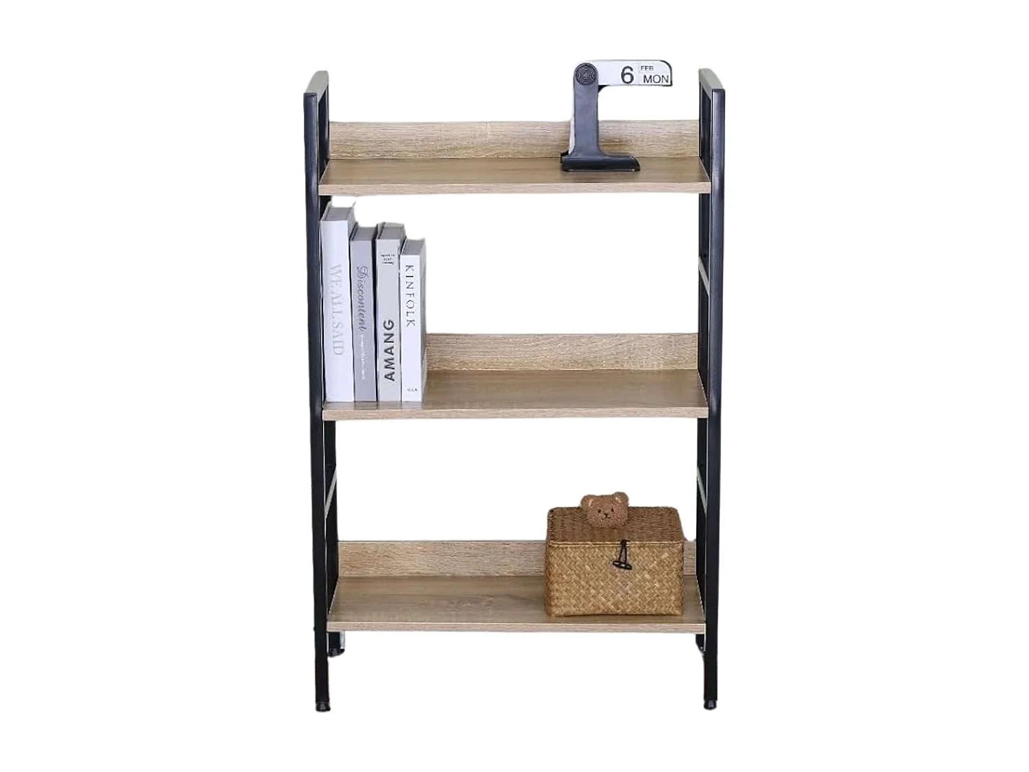 Estantería baja 3 estantes salón roble cambrian negro 60x93x28 cm