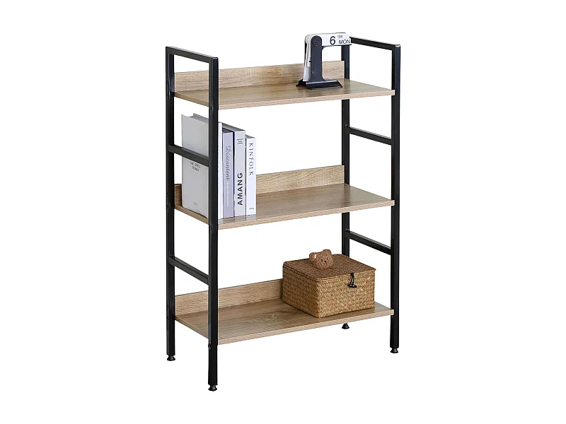 Estantería baja 3 estantes salón roble cambrian negro 60x93x28 cm