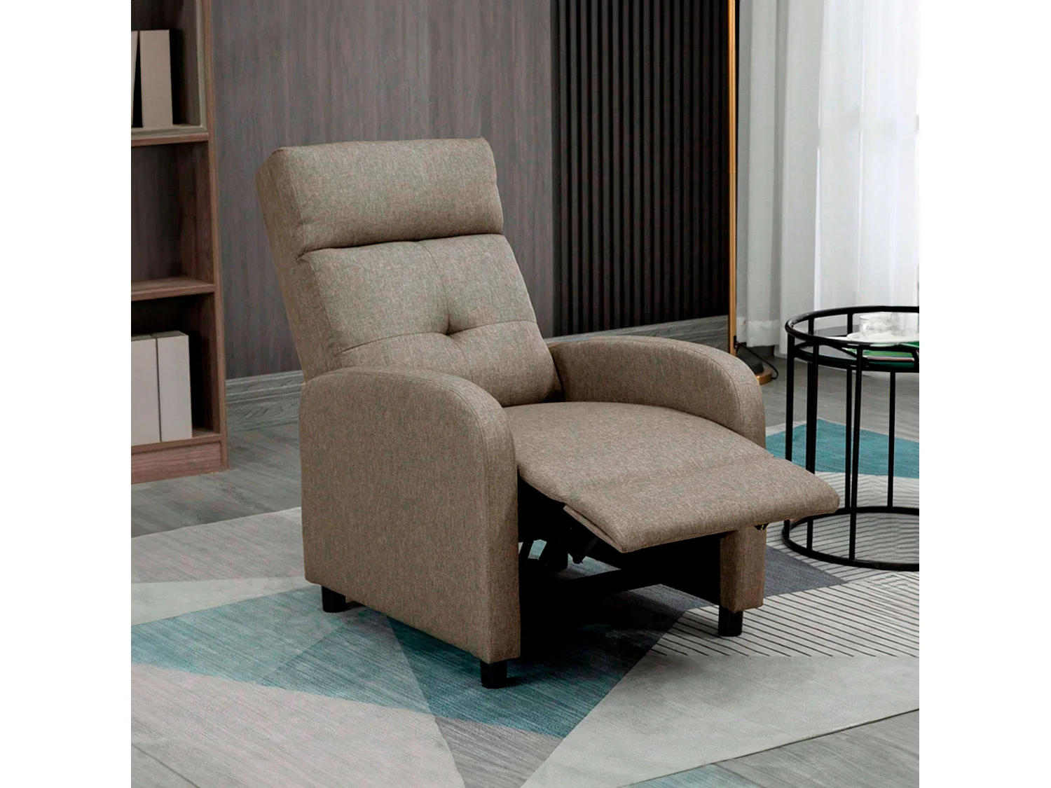 Poltrona reclinável Denmark Brown para sala de estar, 67x98x87 cm