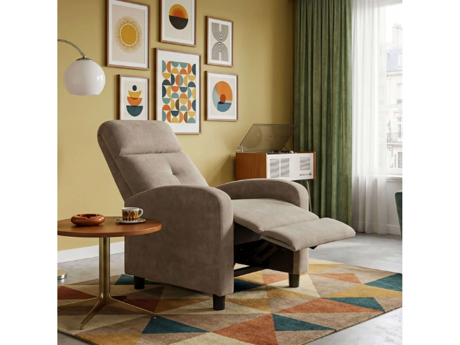 Poltrona reclinável Denmark Brown para sala de estar, 67x98x87 cm