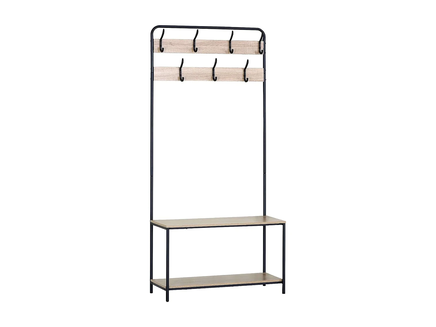 Perchero entrada 2 baldas 7 colgadores roble cambrian negro 80x170x30 cm