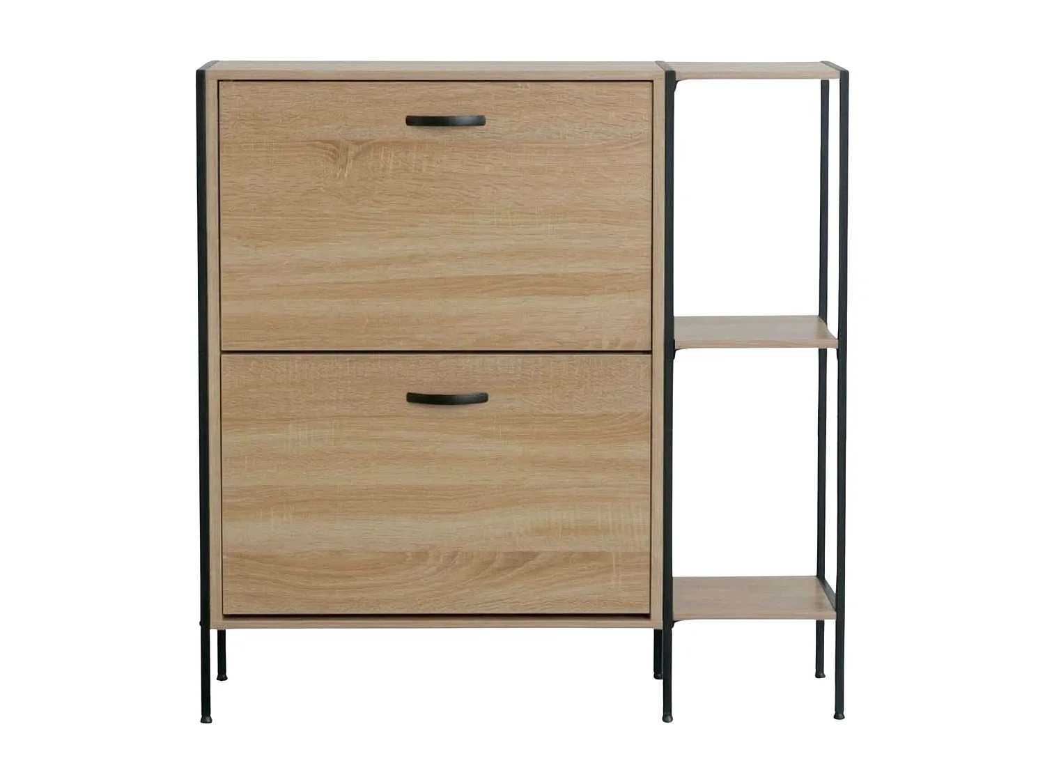 Sapateira de corredor com 2 portas e prateleiras, carvalho cambriano-preto, 88x105,5x24 cm