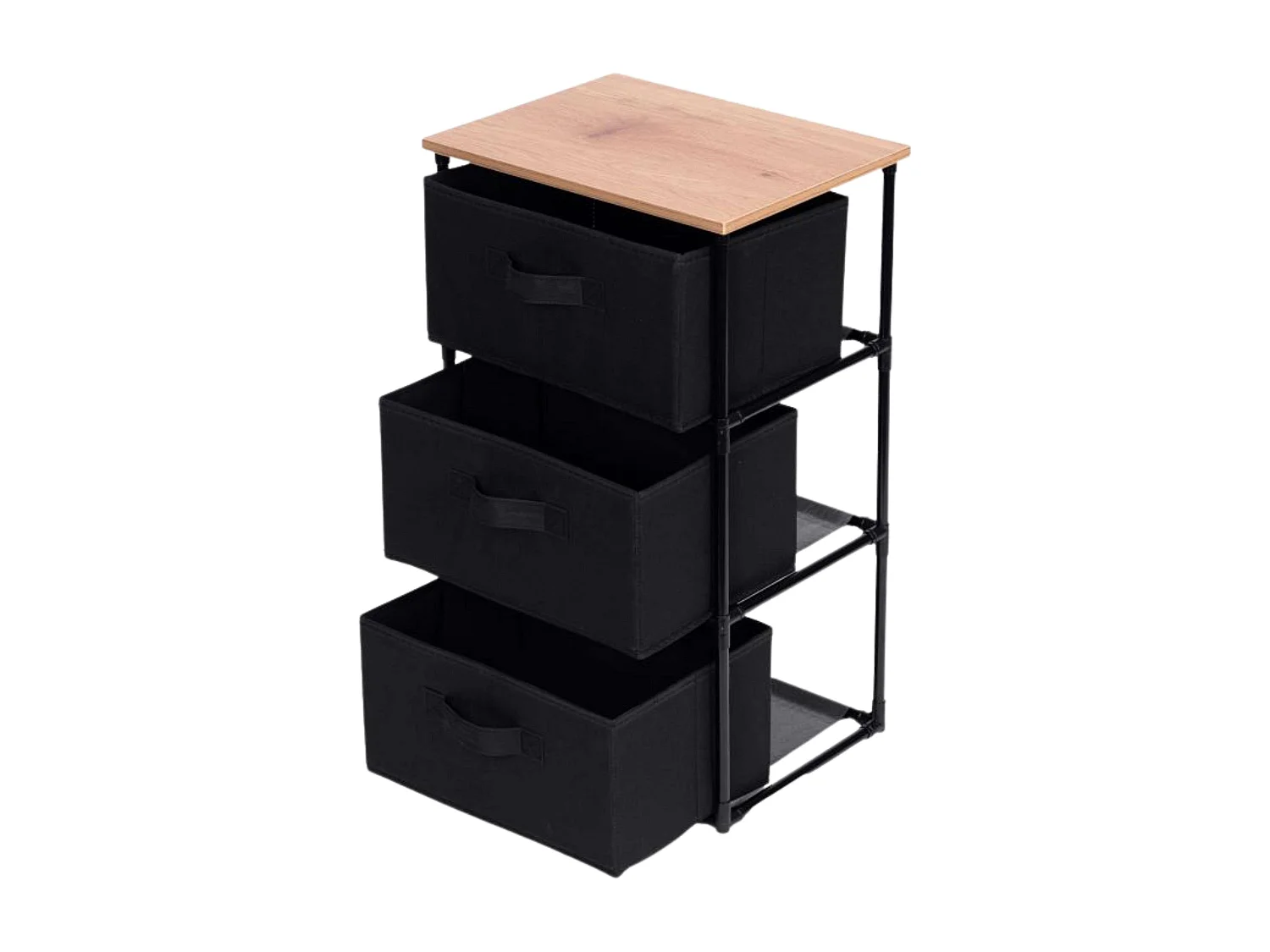 Cajonera de armario auxiliar 3 cajones madera claro/negro 40x68x30 cm