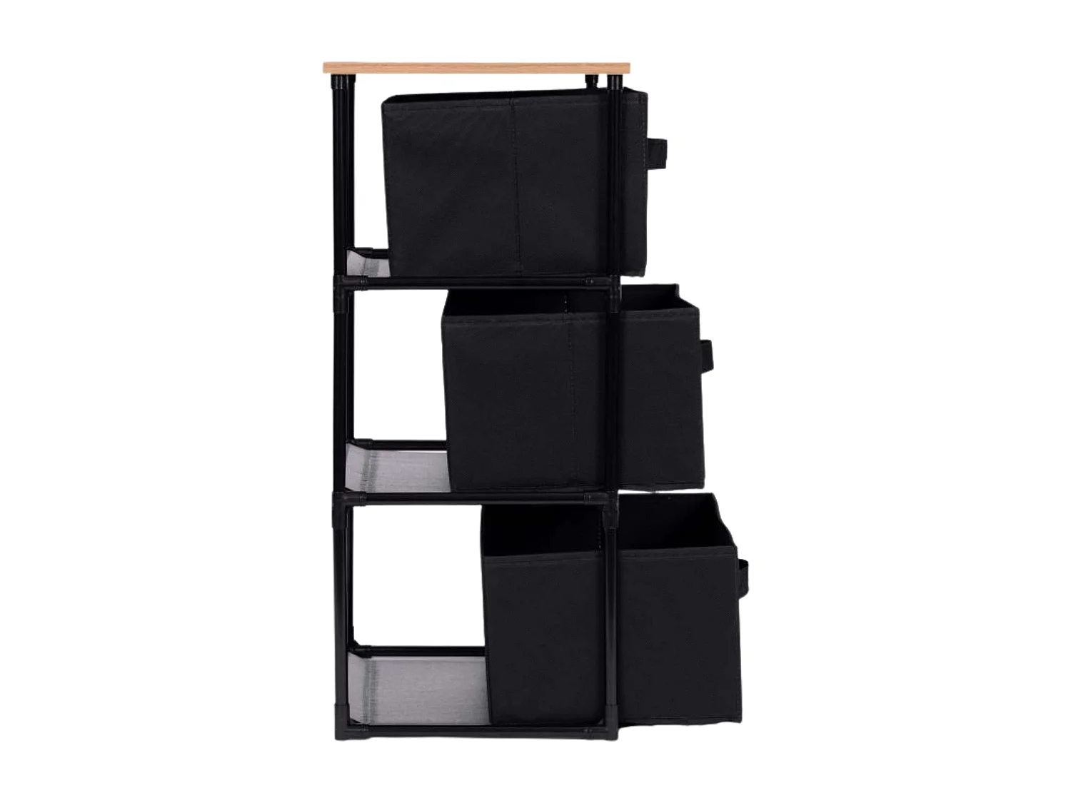 Cômoda auxiliar com 3 gavetas, madeira clara/preta, 40x68x30 cm